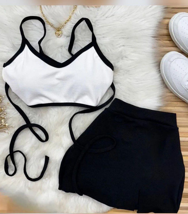 ست کراپ دامن راحتی زنانه