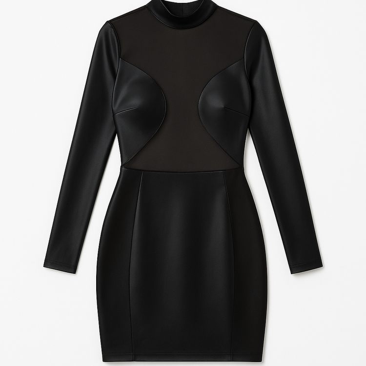 تونیک چرم و حریر آستین بلند زنانه