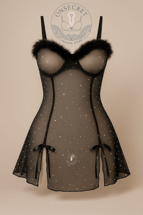 لباس خواب حریر نگیندار زنانه