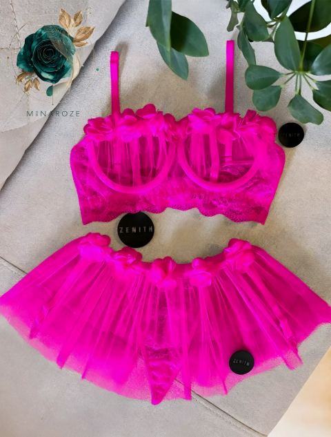 ست ۳ تکه لباس زیر فانتزی زنانه