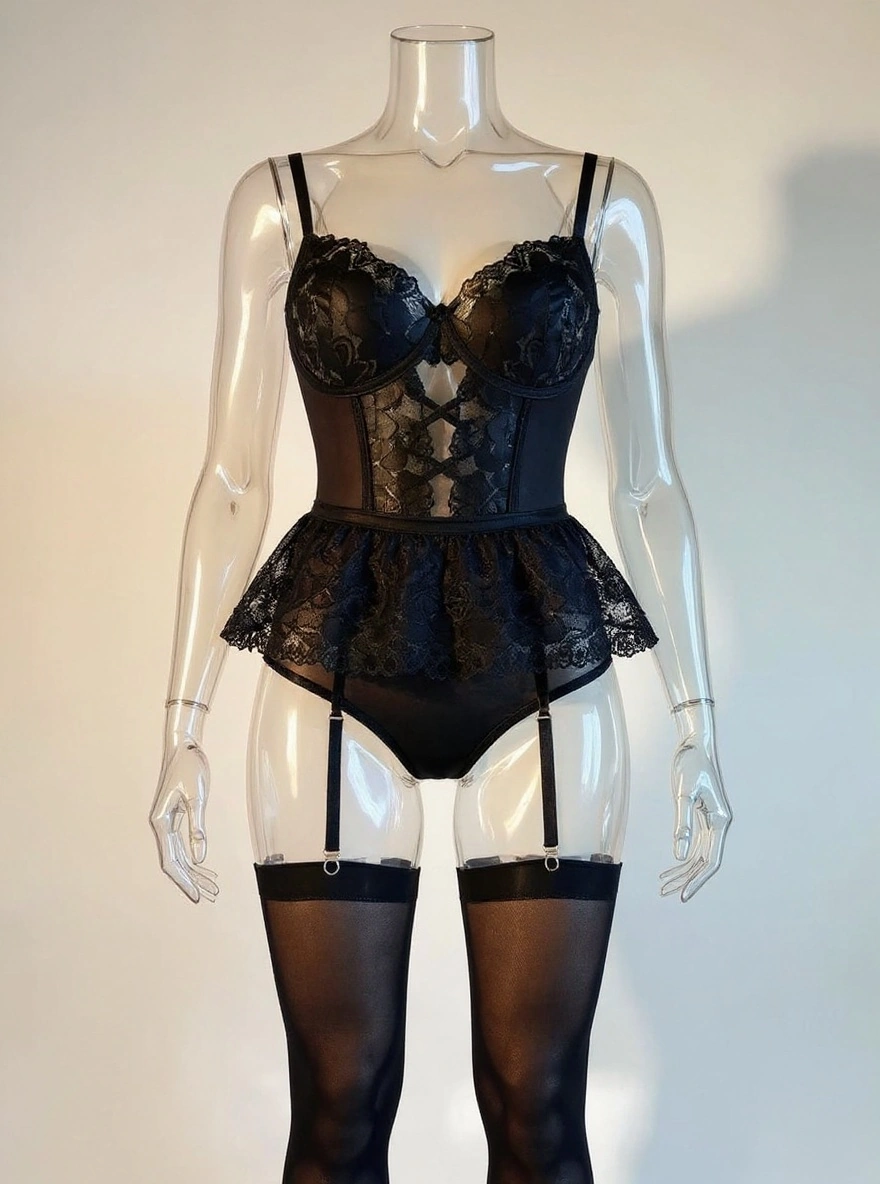 بادی فانتزی فنردار همراه با جوراب زنانه